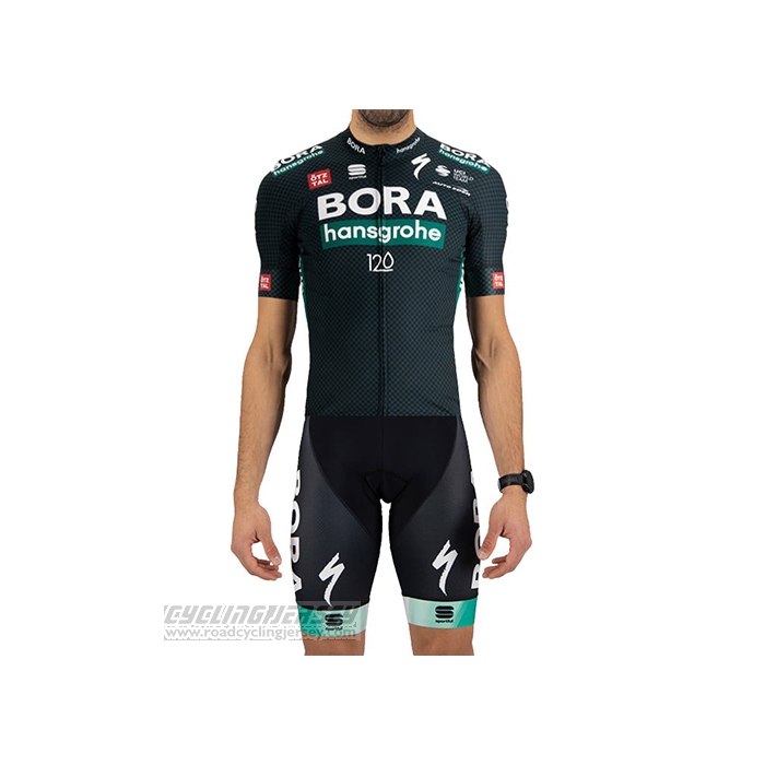 2021 Cycling Jersey Bora-Hansgrone Dark Green Short Sleeve and Bib Short